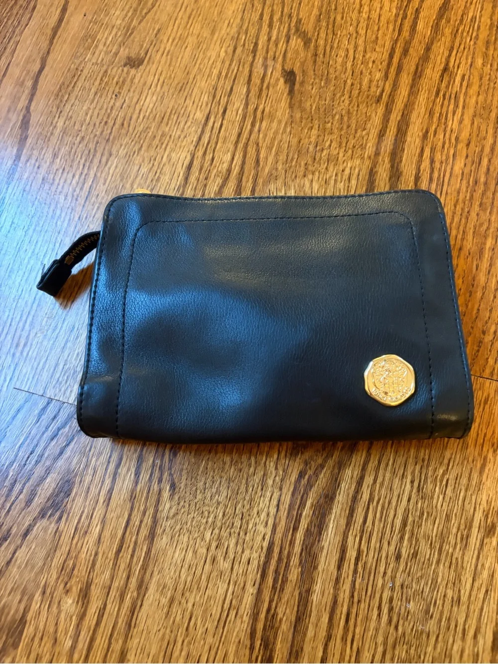 Vince Camuto Black Leather Zip-Around Wallet